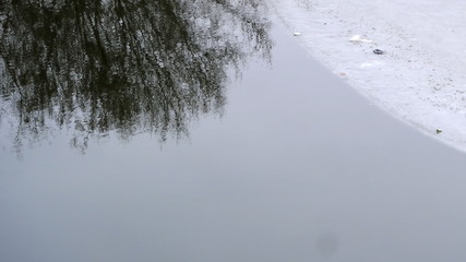  The first ice on the river. Winter background for your design.