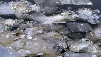  The first ice on the river. Winter background for your design.