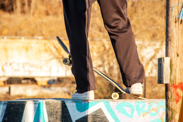 Skateboarder riding at a skatepark