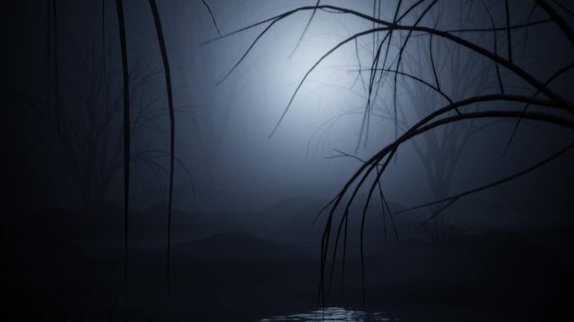 dark horror swamp seamless loop animation 3d render