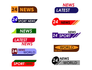 Big Set of Latest news megaphone label. Vector illustration. Isolated on white background. EPS 10.