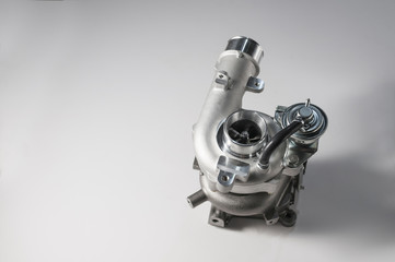 new turbocharger of car on white background.