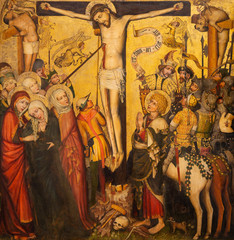 Naklejka premium Vienna, Austria. 2019/11/7. Wilten Crucifixion (c. 1435). Belvedere Museum, Vienna, Austria.