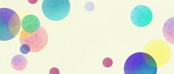 Abstract modern art background style design with circles and spots in colorful pink, blue, yellow, red, green, and purple on light beige or white background - obrazy, fototapety, plakaty