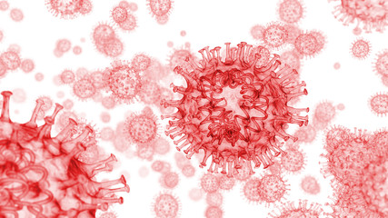 Coronavirus flow with RNA, white background