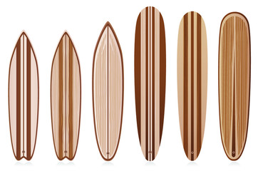 Vintage wooden surfboards set. To see the other vector surfboard illustrations , please check Surfboards collection.