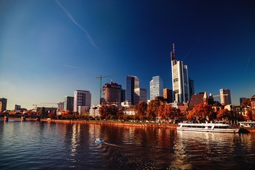 Frankfurt am Main skyline on an autumn sunny day