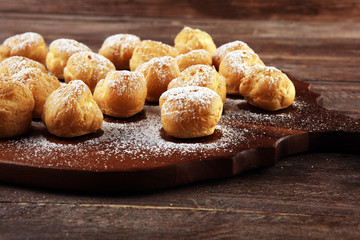 Fresh Mini Cream Puffs. Cream biscuit bakery with cream