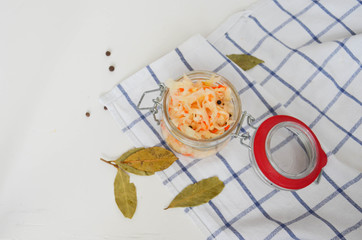 Fermented preserved vegetarian food concept.