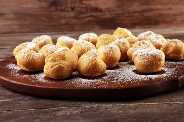 Fresh Mini Cream Puffs. Cream biscuit bakery with cream