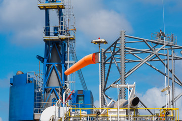 Wind direction test instrument or anemometer on the offshore drilling rig