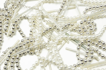 set of necklaces and bead accessory background 