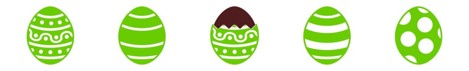 Easter Egg Chocolate Icon Green | Painted Eggs Illustration | Happy Easter Hunt Symbol | Holiday Logo | April Spring Sign | Isolated | Variations