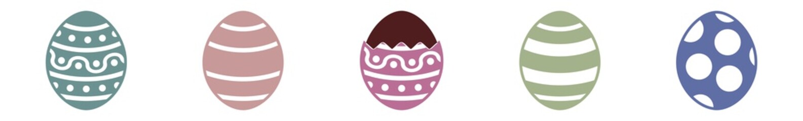 Easter Egg Chocolate Icon Pastel Color | Painted Eggs Illustration | Happy Easter Hunt Symbol | Holiday Logo | April Spring Sign | Isolated | Variations