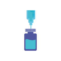 syringe and medication bottle, flat style icon