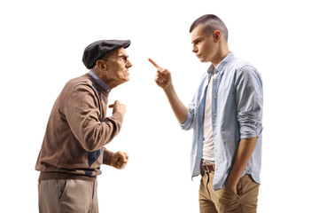 Fototapeta premium Young guy threatening to a senior man