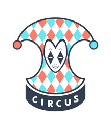Design of harlequin and circus message illustration