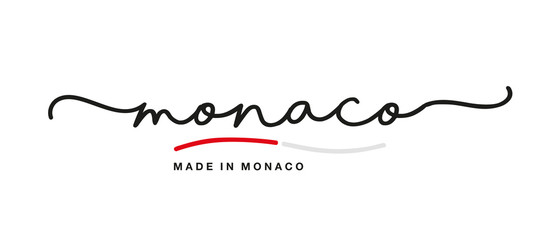 Made in Monaco handwritten calligraphic lettering logo sticker flag ribbon banner