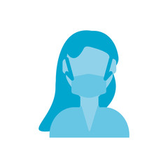 woman with mouth mask, flat style icon