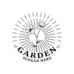 Vintage garden logo template vector eps 10