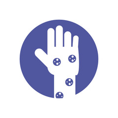 Fototapeta premium hand with varicella, block style icon