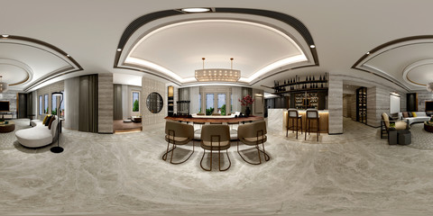 3d render 360 degrees home interior