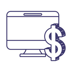 Isolated computer and dollar vector design