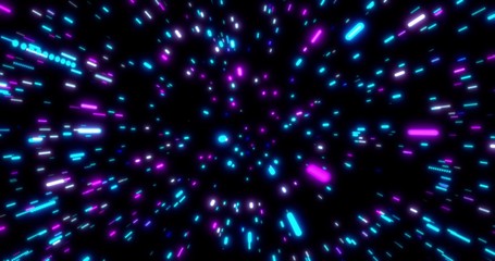 Obraz premium Glowing neon lines tunnel. Blue red pink and violet colorful lighting. Seamless 3D rendering background for network, big data, data center, server, internet, speed. 3D render. 3D illustration