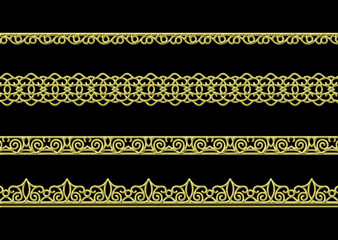 ethnic golden 3d embroidery border pattern