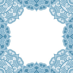 Abstract floral decorative frame for greeting card or invitation in ethnic style