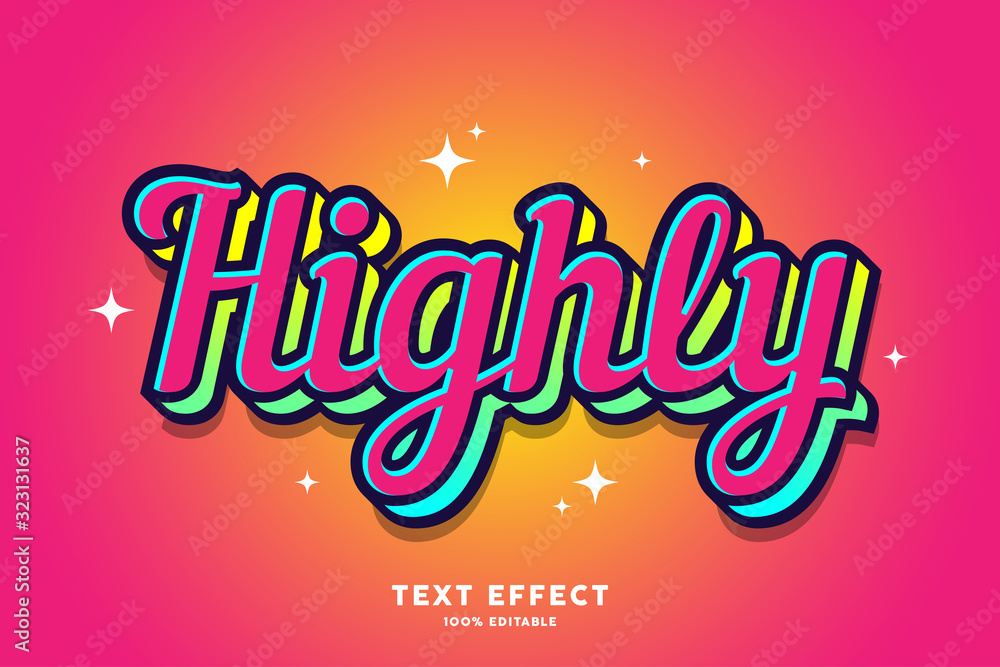 Sticker pop sticker text effect, editable text