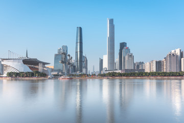 Fototapeta na wymiar Guangzhou city skyline reflection of river landscape