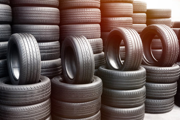 tacks of old used tires © joey333