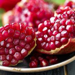 Pomegranate fruit, red pomegranate, close-up,Organic and healthy pomegranate fruits.