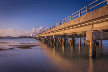 bridge river water sky night architecture sunset miami florida usa city building sea beach lighting transportation construction road landmark prints