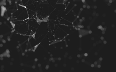 Abstract background. Molecules technology with polygonal shapes, connecting dots and lines. Connection structure. Big data visualization.