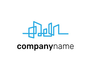 minimalist  logo modern city one line