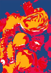 Fototapeta premium Bouquet with roses, cutouts, collage