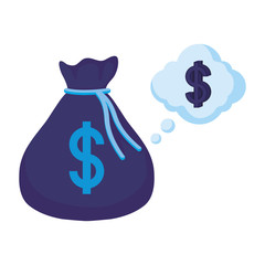 Isolated money bag and bubble vector design