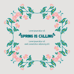 Wallpaper for spring calling greeting card, with modern leaf and floral frame. Vector