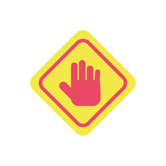 stop hand sign, flat style icon
