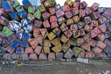 background from colored concrete blocks