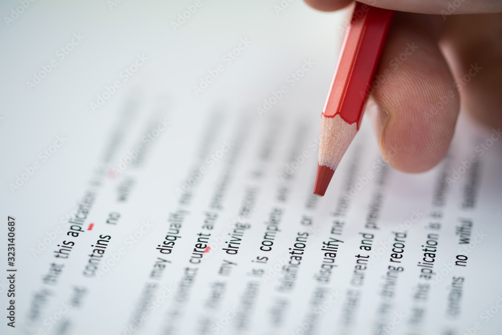 Poster Marking Error During Spellchecking Text With Red Pencil