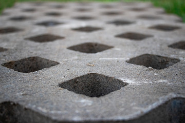 Ecological pavement flooring for backyard closeup