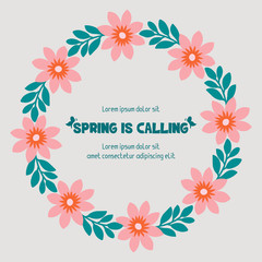 Seamless wallpaper for spring calling greeting card, with leaf and floral ornate frame. Vector