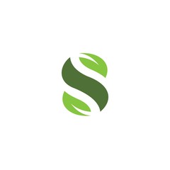 Letter S  leaves logo icon design template elements
