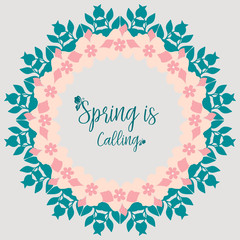 Elegant style pattern of leaf and floral frame, for spring calling greeting card design. Vector