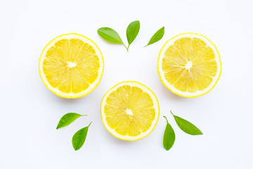 Fresh lemon on white background.