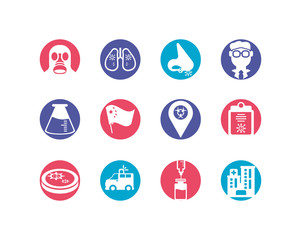 sickness and virus concept of icon set
