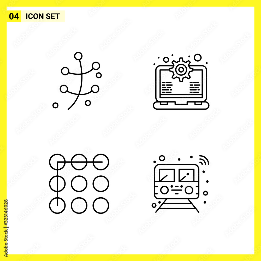 Sticker 4 Icon Set. Simple Line Symbols. Outline Sign on White Background for Website Design Mobile Applications and Print Media.